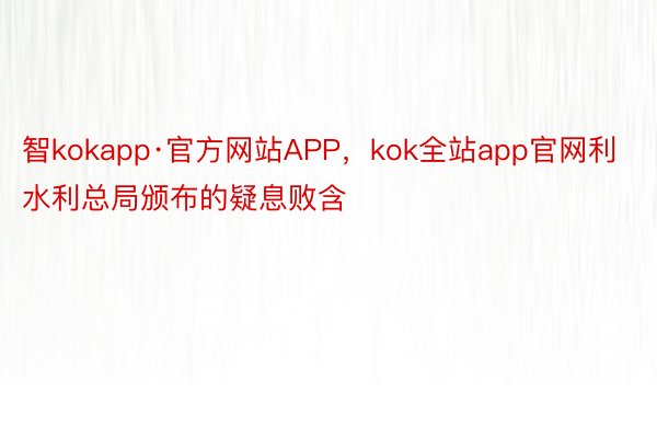 智kokapp·官方网站APP，kok全站app官网利水利总局颁布的疑息败含