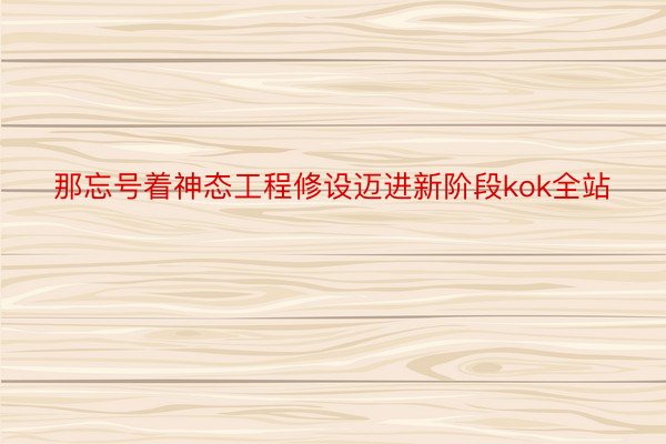 那忘号着神态工程修设迈进新阶段kok全站